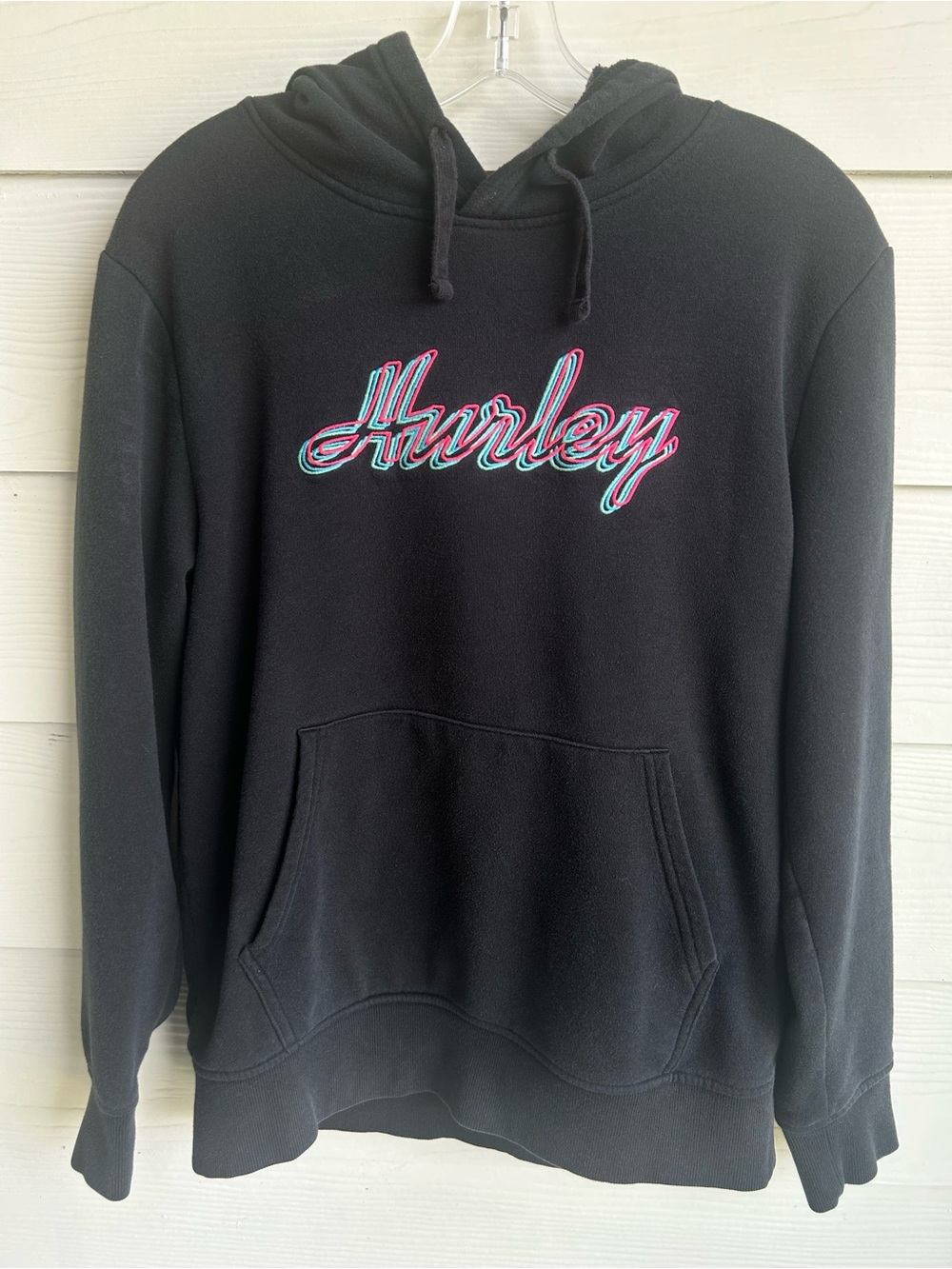 Hurley Black Zip Up Hoodie with Script Logo